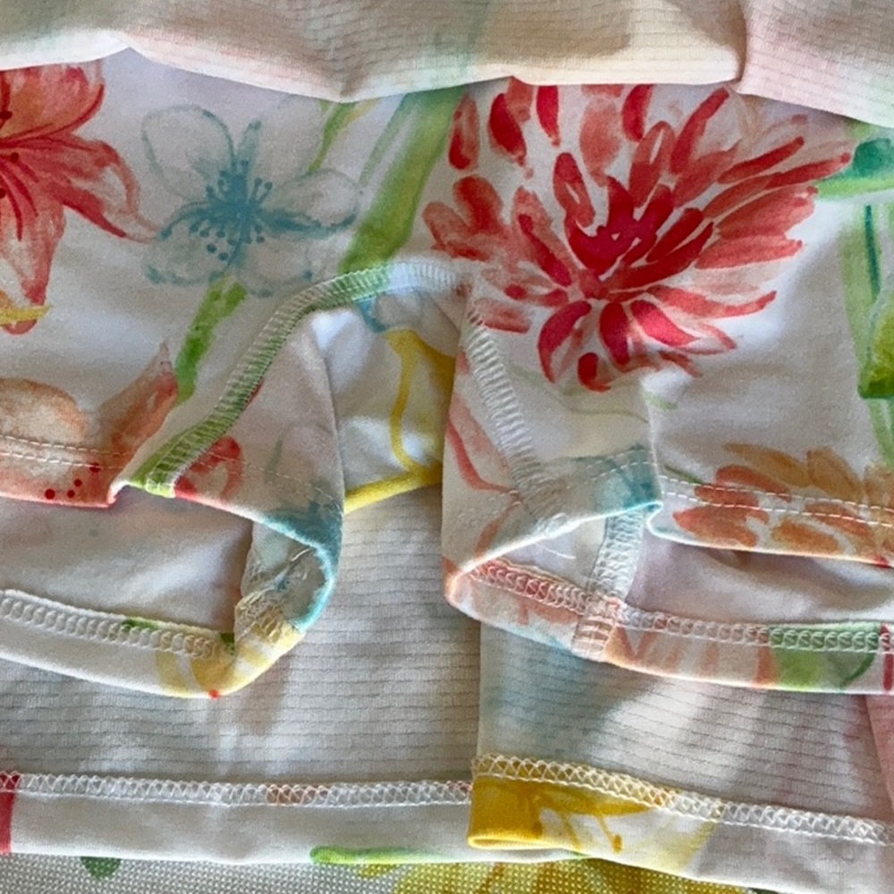 NWOT Gottex Floral Athletic/Casual Skort in White with Coral, Yellow & Green - Picture 4 of 8